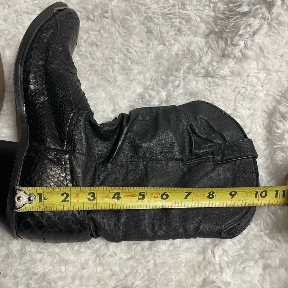 Code West men’s cowboy Boots leather Black & snake skin print Size9.5